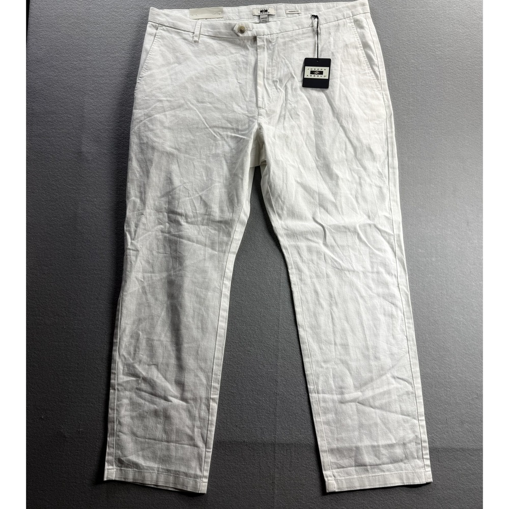 Joseph Abboud Pants Mens 38x30 White Linen Cotton Chino Slim Fit Summer Casual